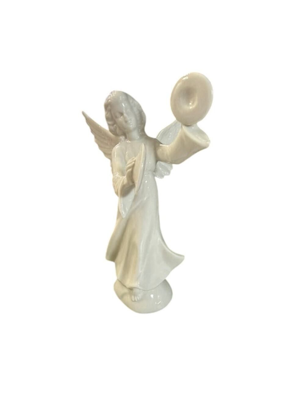Vintage Dresden Porcelain Figurine Angel Playing Symbols Germany 5.5"